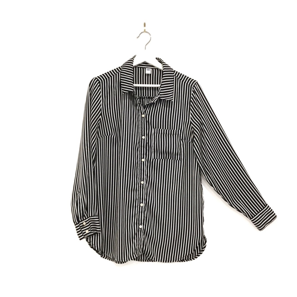 Old Navy Striped Button Down Long Sleeve Chic Flowy Blouse M
